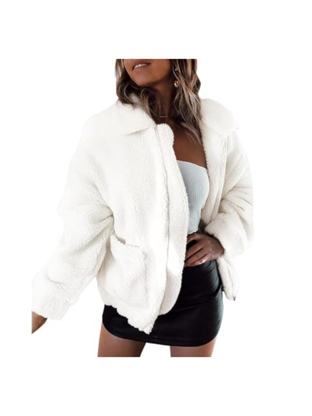Sherpa Fleece Faux Fur Shearling Oversized Winter Jacket Warm Outerwear
